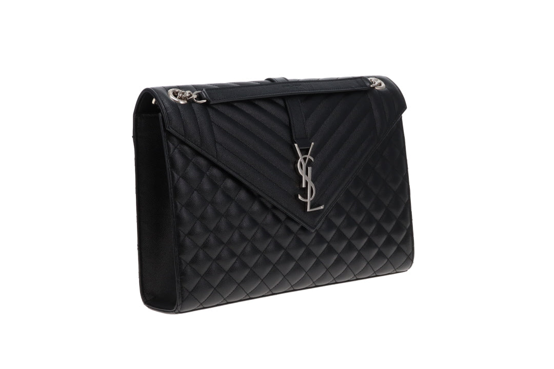 Saint Laurent Envelope Satchel Large Black SHW 2018