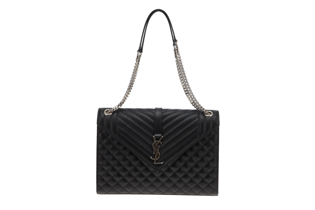 Saint Laurent Envelope Satchel Large Black SHW 2018