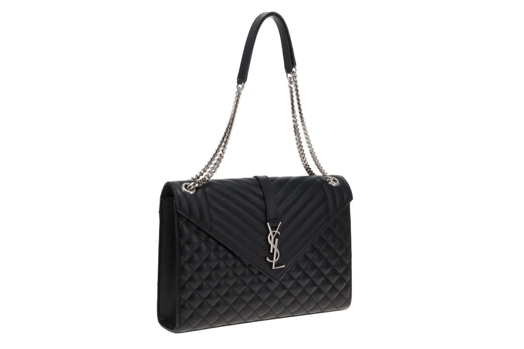 Saint Laurent Envelope Satchel Large Black SHW 2018
