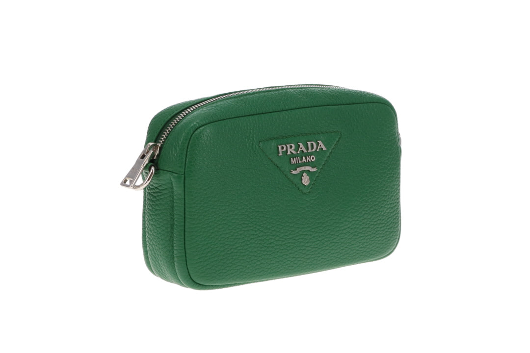 Prada Camera Bag Green Leather with 2 x Straps