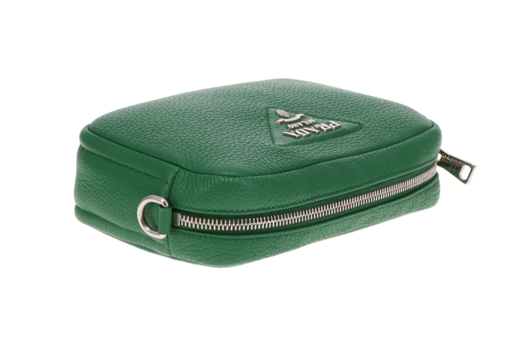 Prada Camera Bag Green Leather with 2 x Straps