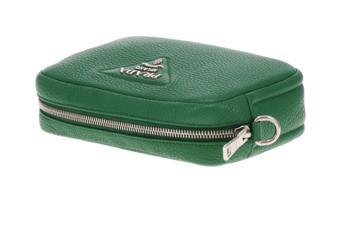 Prada Camera Bag Green Leather with 2 x Straps