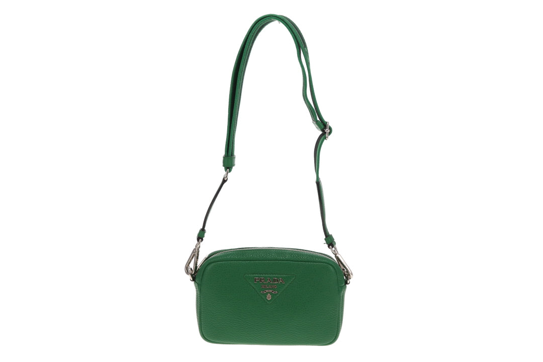 Prada Camera Bag Green Leather with 2 x Straps