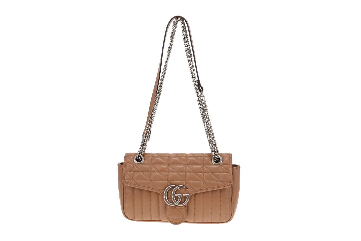 Gucci Marmont Small Mixed Quilt Dark Beige SHW
