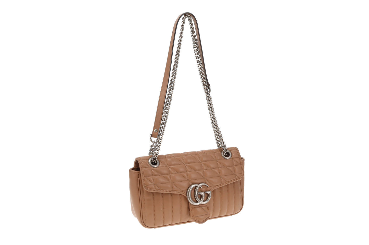 Gucci Marmont Small Mixed Quilt Dark Beige SHW