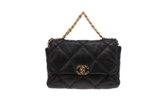 Chanel 19 Black Shiny Lambskin Large 2022