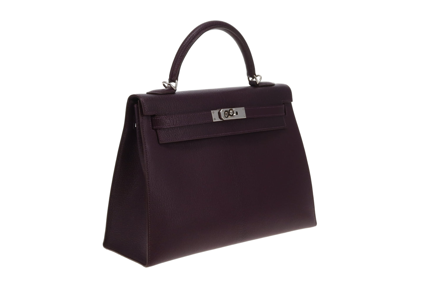 Hermes Sellier Kelly 32cm Chevre De Coromandel Raisin With Palladium Hardware 2005