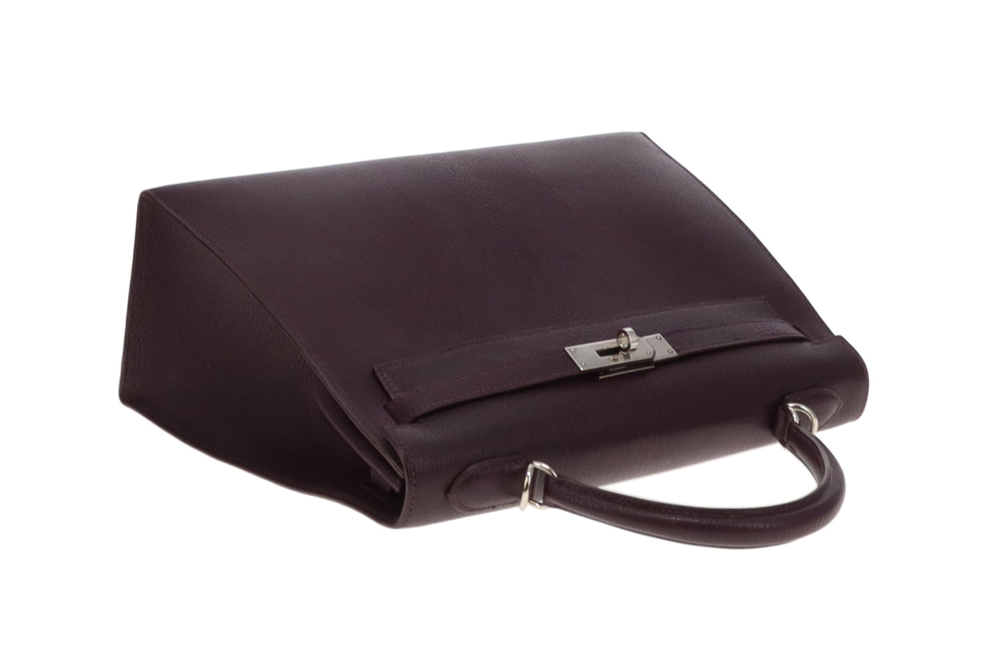 Hermes Sellier Kelly 32cm Chevre De Coromandel Raisin With Palladium Hardware 2005