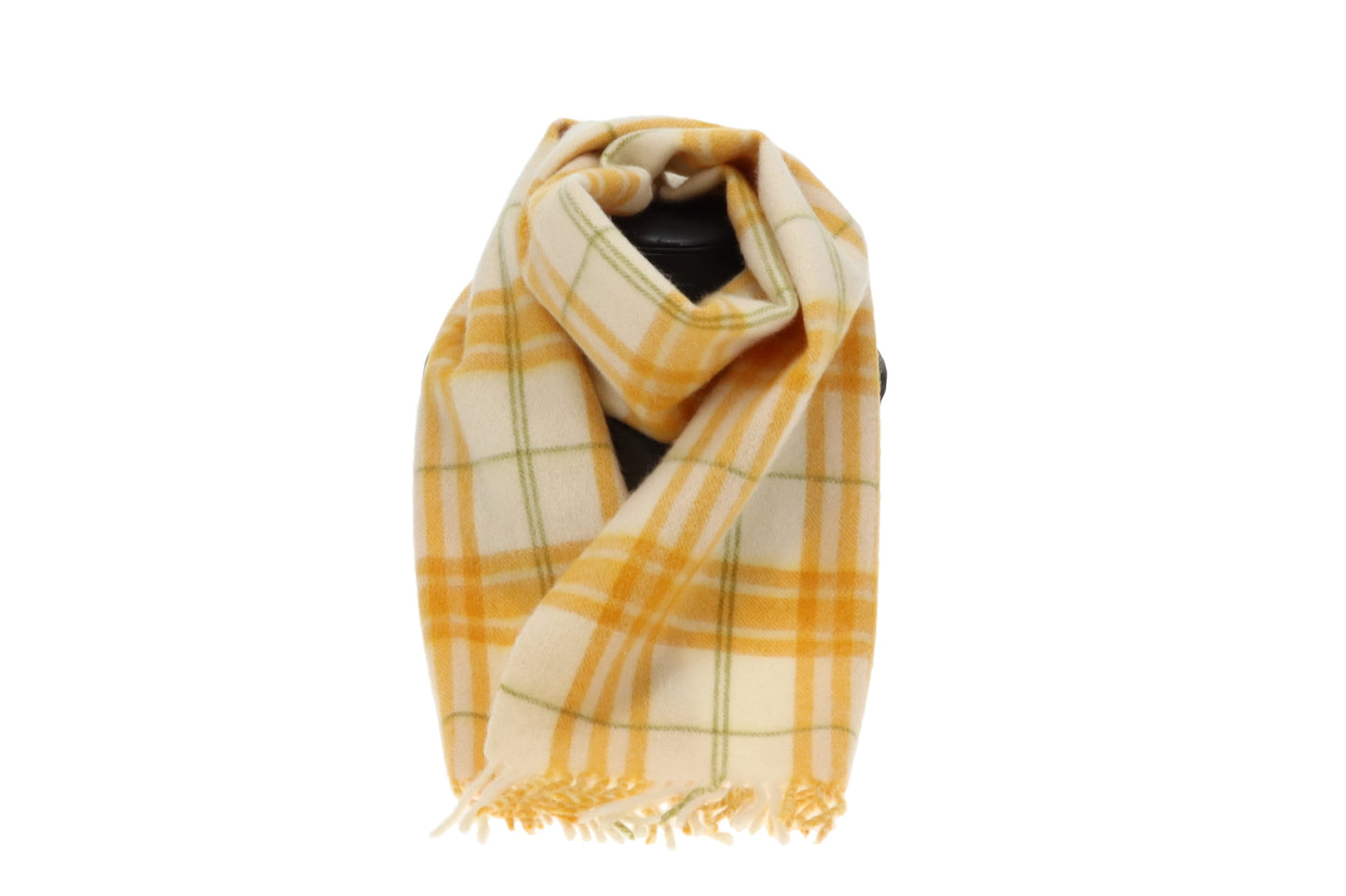 Burberry 100% Cashmere Green/yellow Check Scarf