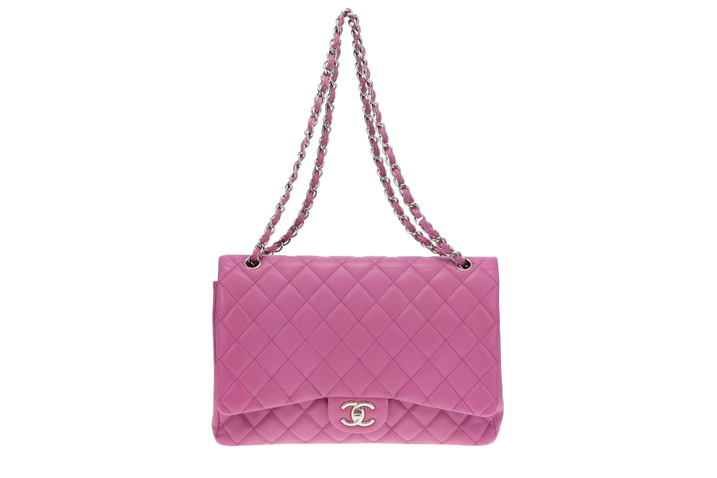 Chanel Pink Maxi Double Flap 14 Series