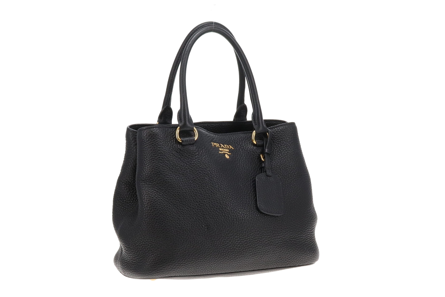 Prada Vitello Daino Small Tote Black  with Strap