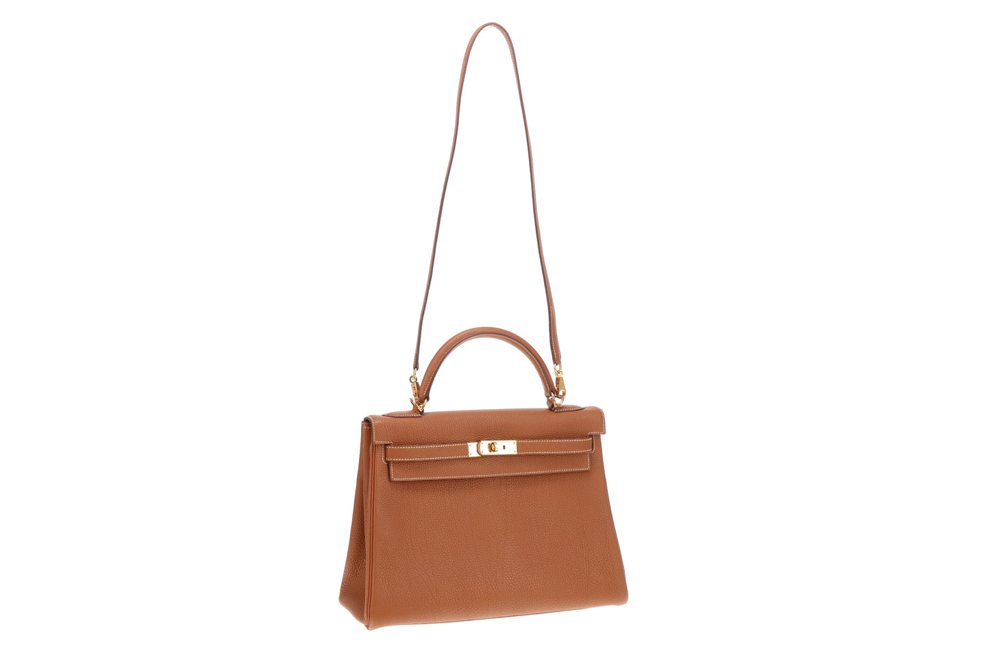 Hermes Kelly 32 In Gold Togo Leather 2003 Vintage