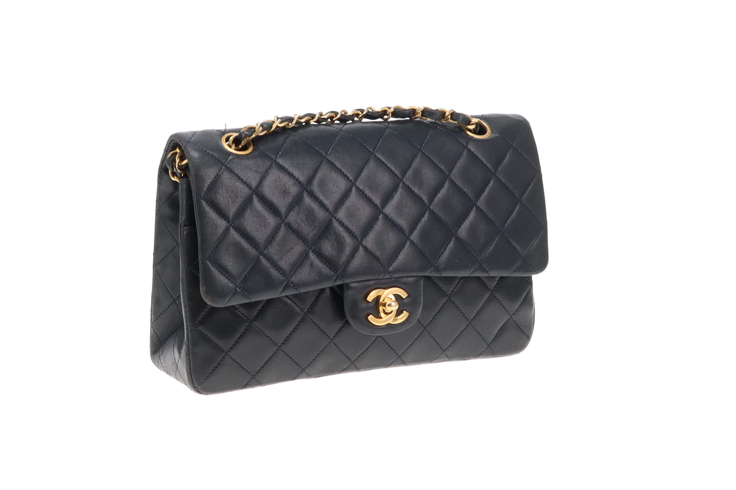 Chanel Classic Double Flap Navy Lambskin Vintage 1986/88