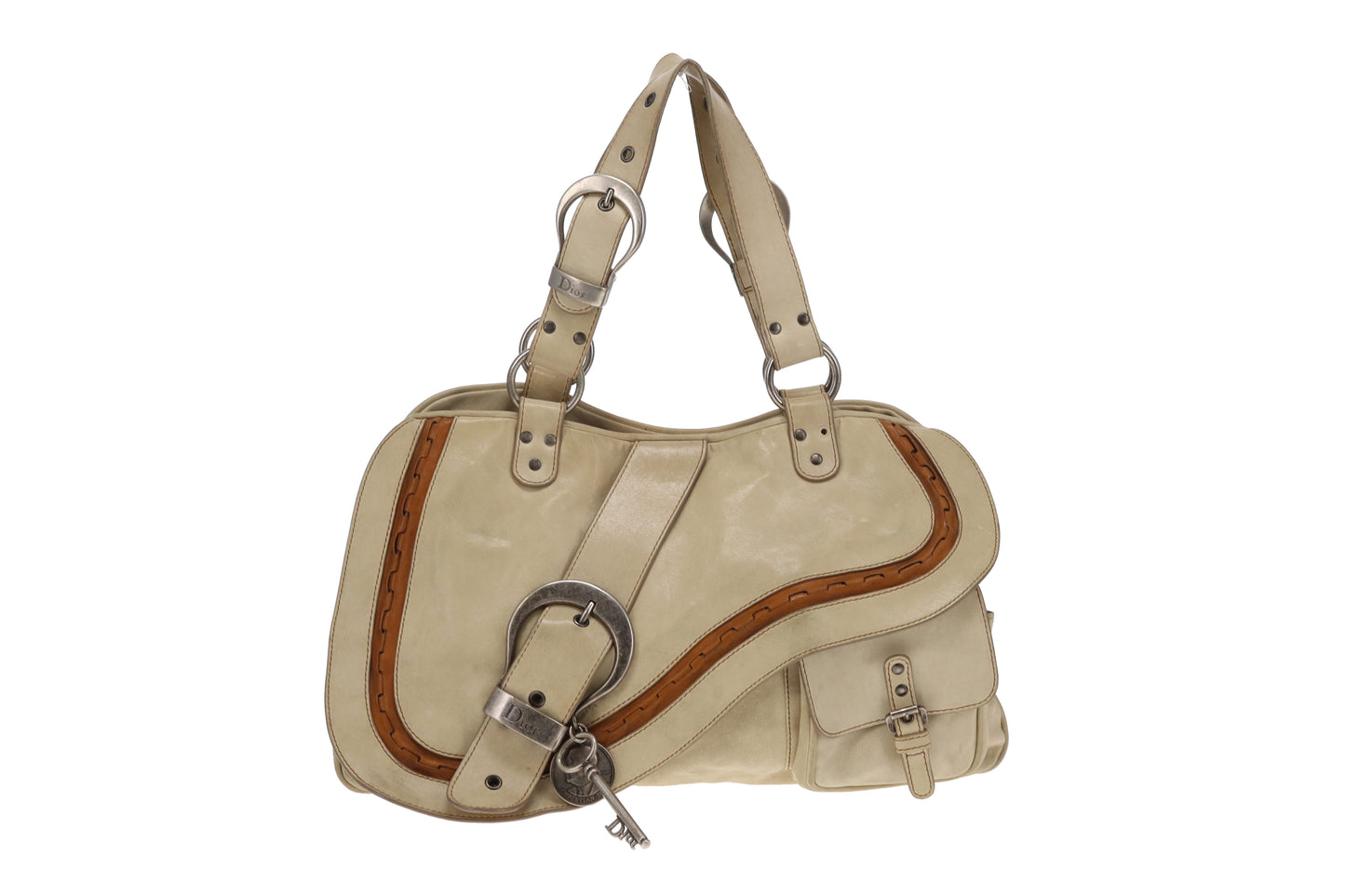 Dior Gaucho Vintage Saddle Bag Off White
