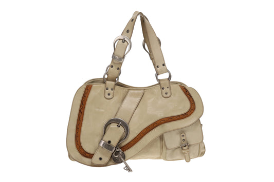 Dior Gaucho Vintage Saddle Bag Off White