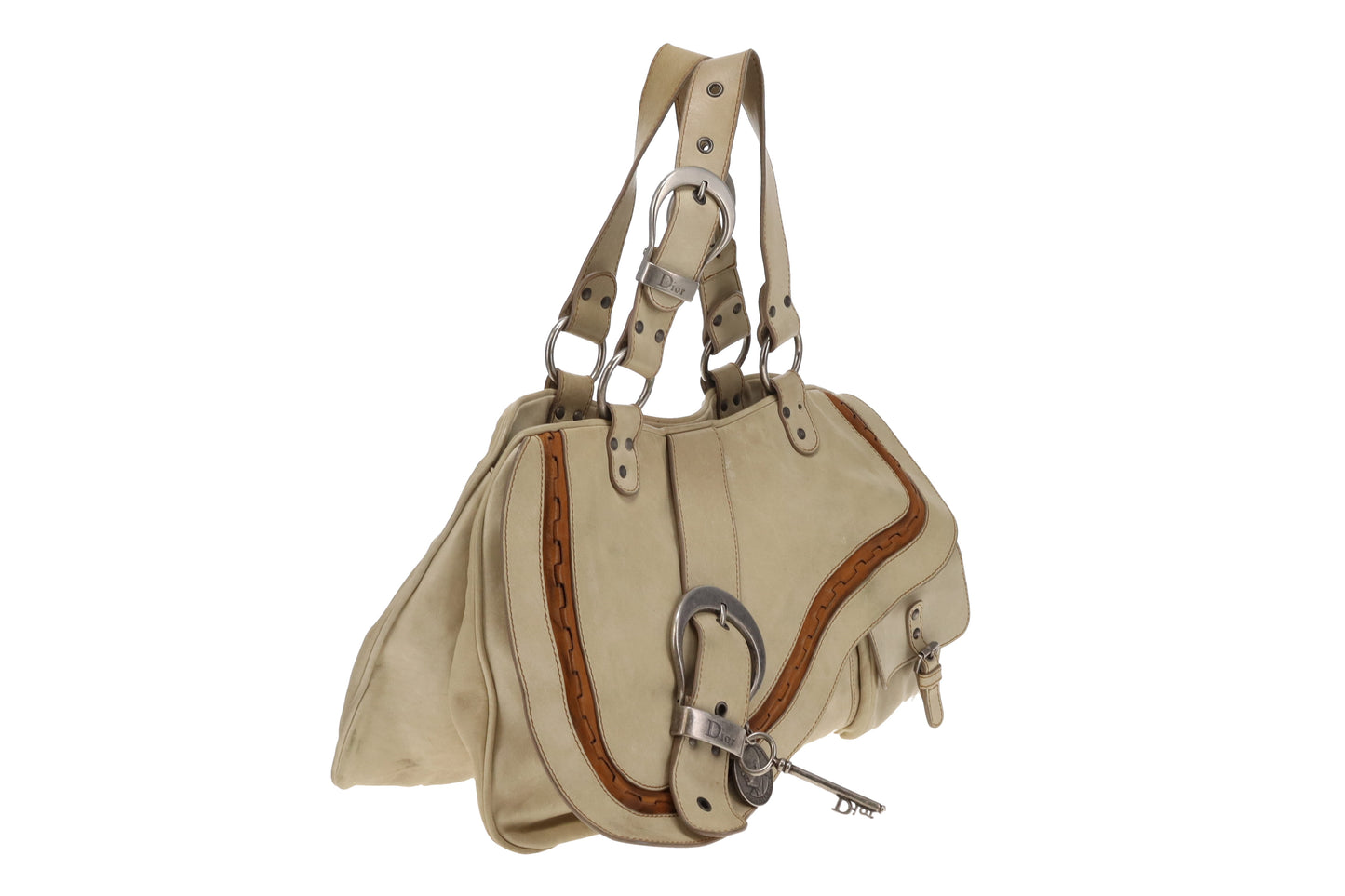 Dior Gaucho Vintage Saddle Bag Off White