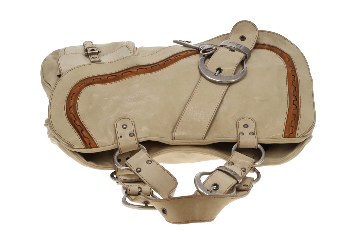 Dior Gaucho Vintage Saddle Bag Off White