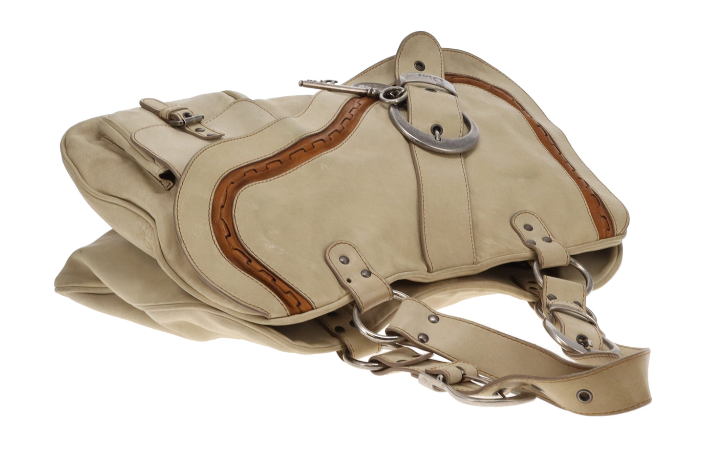 Dior Gaucho Vintage Saddle Bag Off White