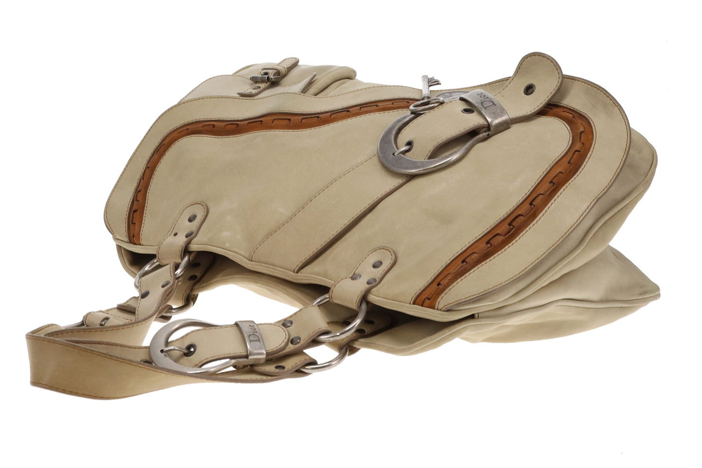 Dior Gaucho Vintage Saddle Bag Off White