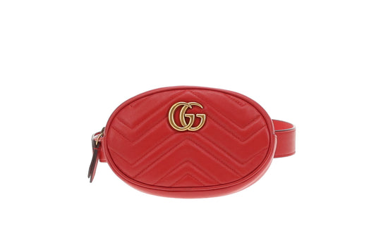 Gucci Marmont Belt Bag Oval Red Leather