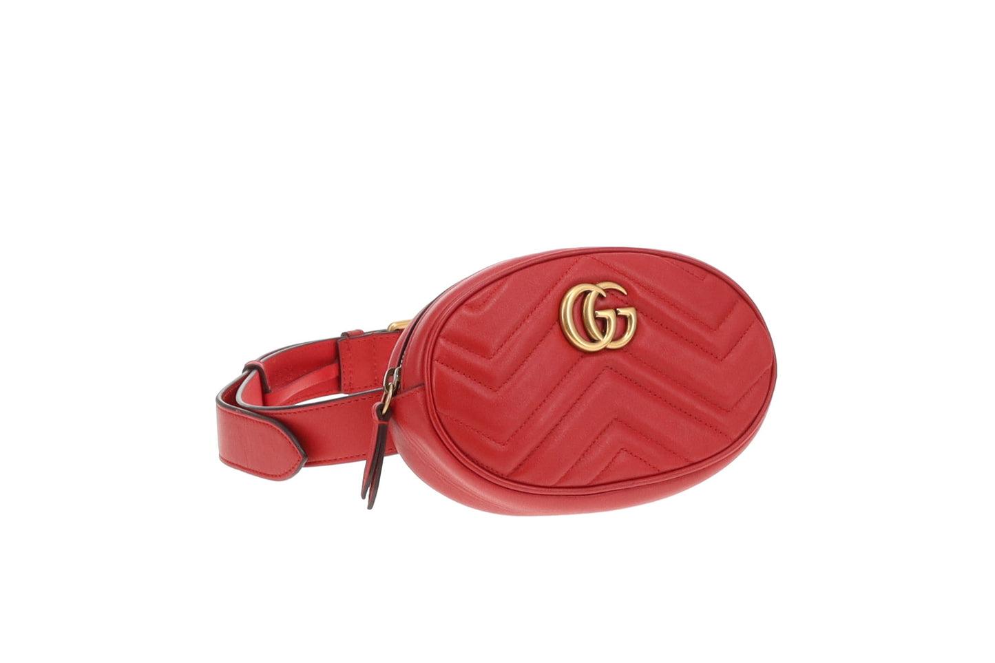 Gucci Marmont Belt Bag Oval Red Leather