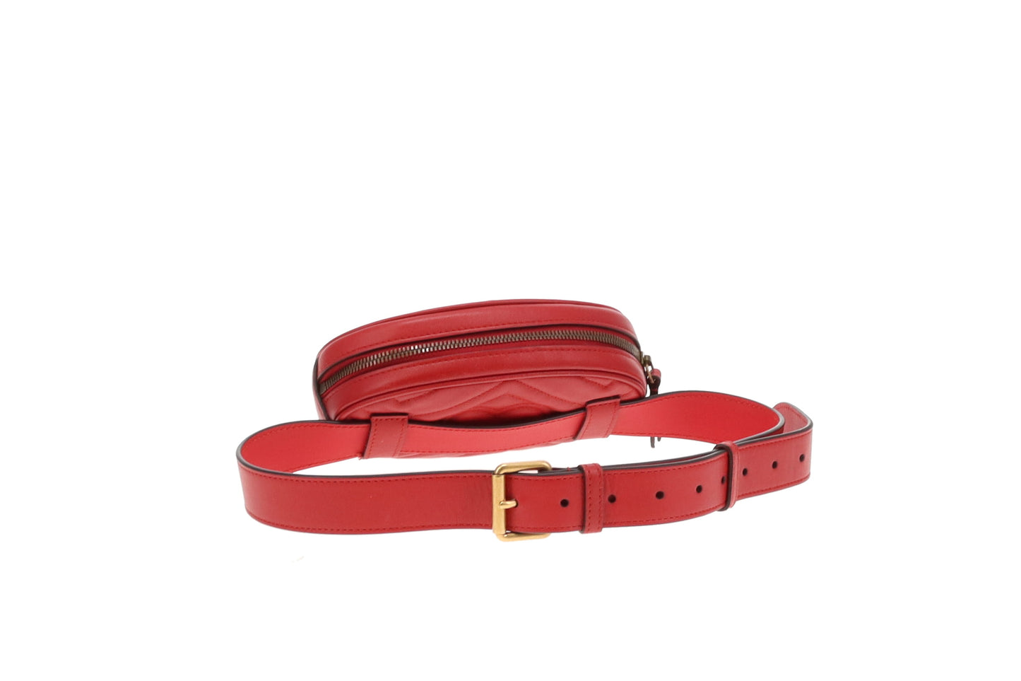 Gucci Marmont Belt Bag Oval Red Leather