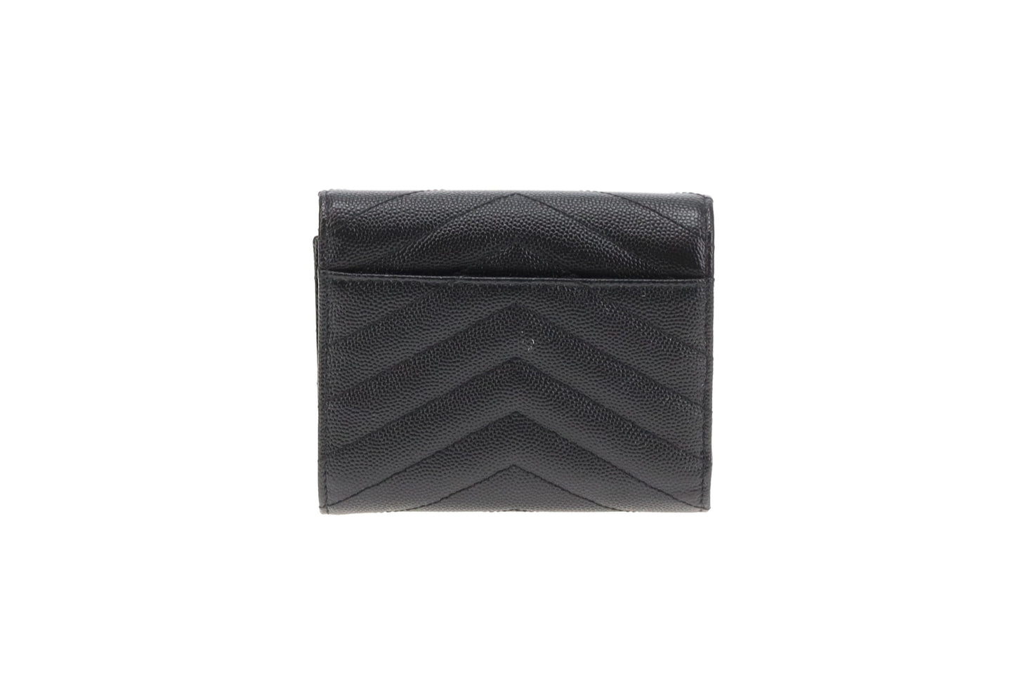 Saint Laurent Flap Wallet Compact In Black Grain De Poudre Leather