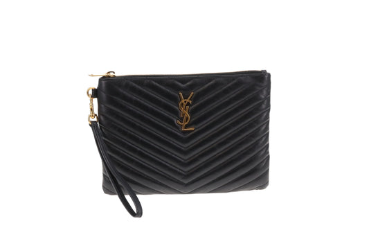 Saint Laurent Cassandre Monogram Pouch In Black