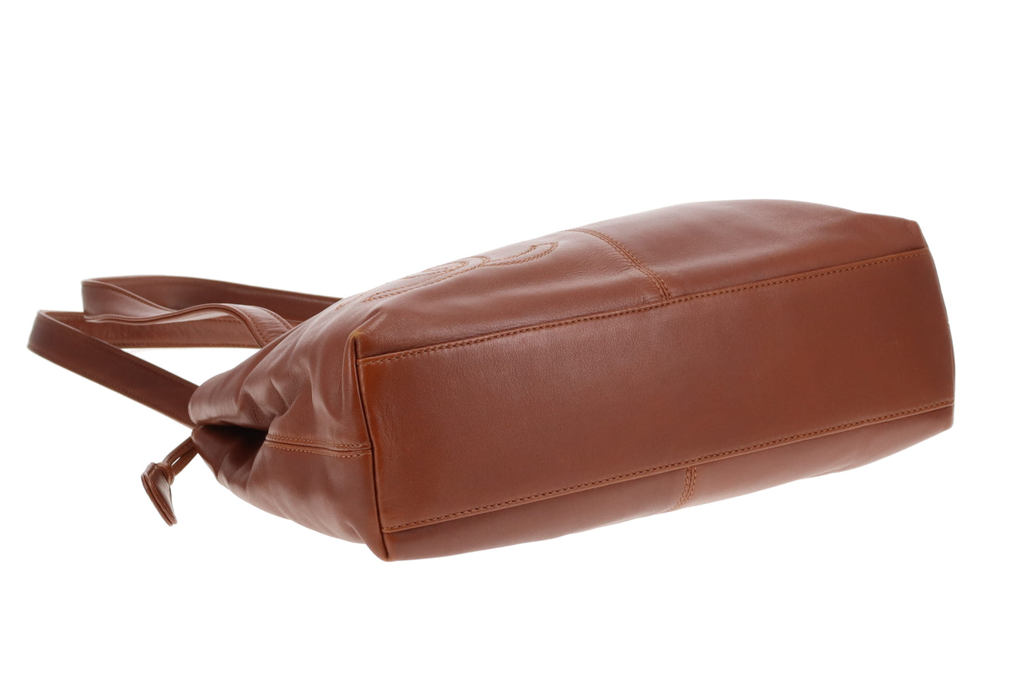 Chanel Logo Shoulder Bag Tan Leather Vintage 1997/99