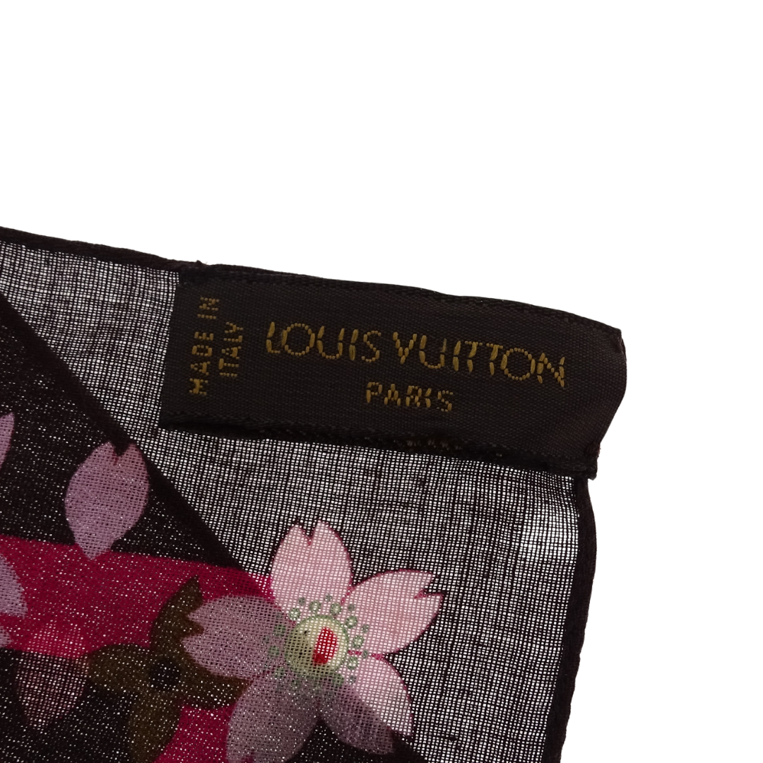 Louis Vuitton Square Scarf Monogram and Cherry Blossom 100% Cotton