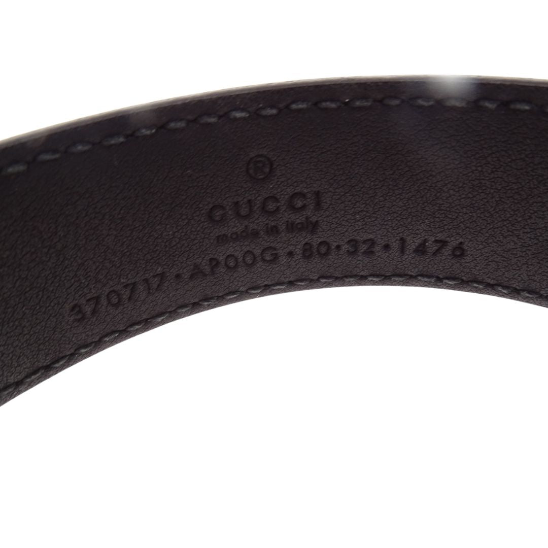 Gucci Interlocking G Thin Black Belt 80/32 Gold Buckle