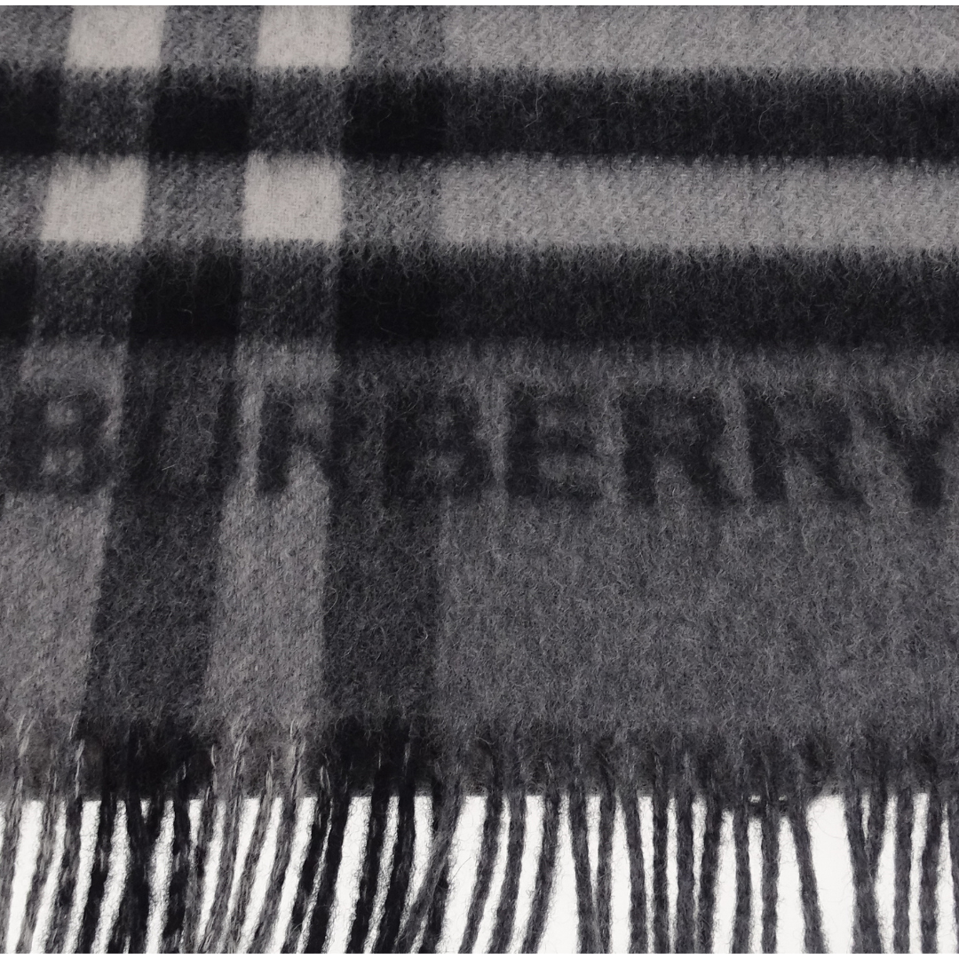 Burberry Check Logo Scarf Grey Check 100% Cashmere