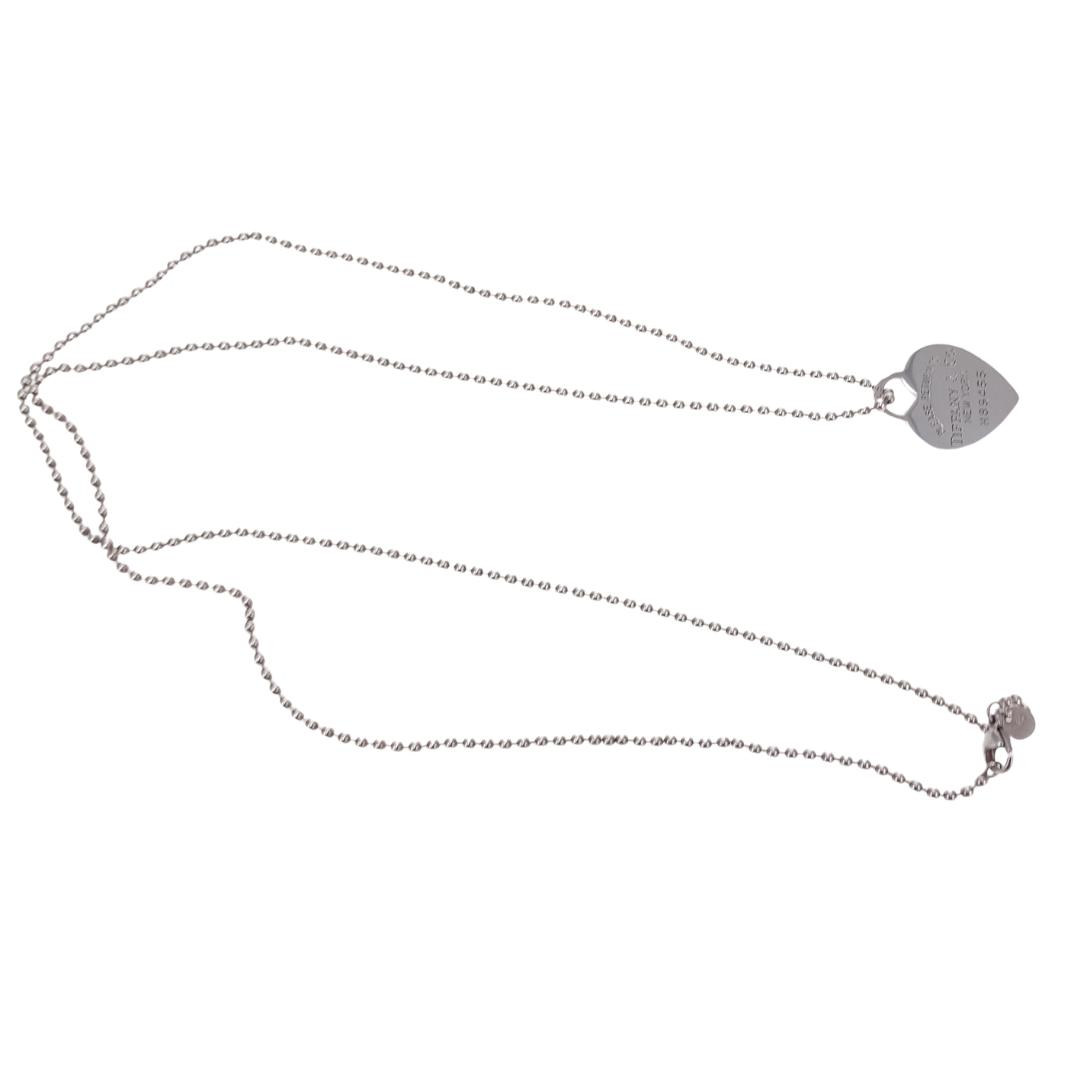 Tiffany & Co RTT Large Heart Tag on Beaded Chain Sterling Silver