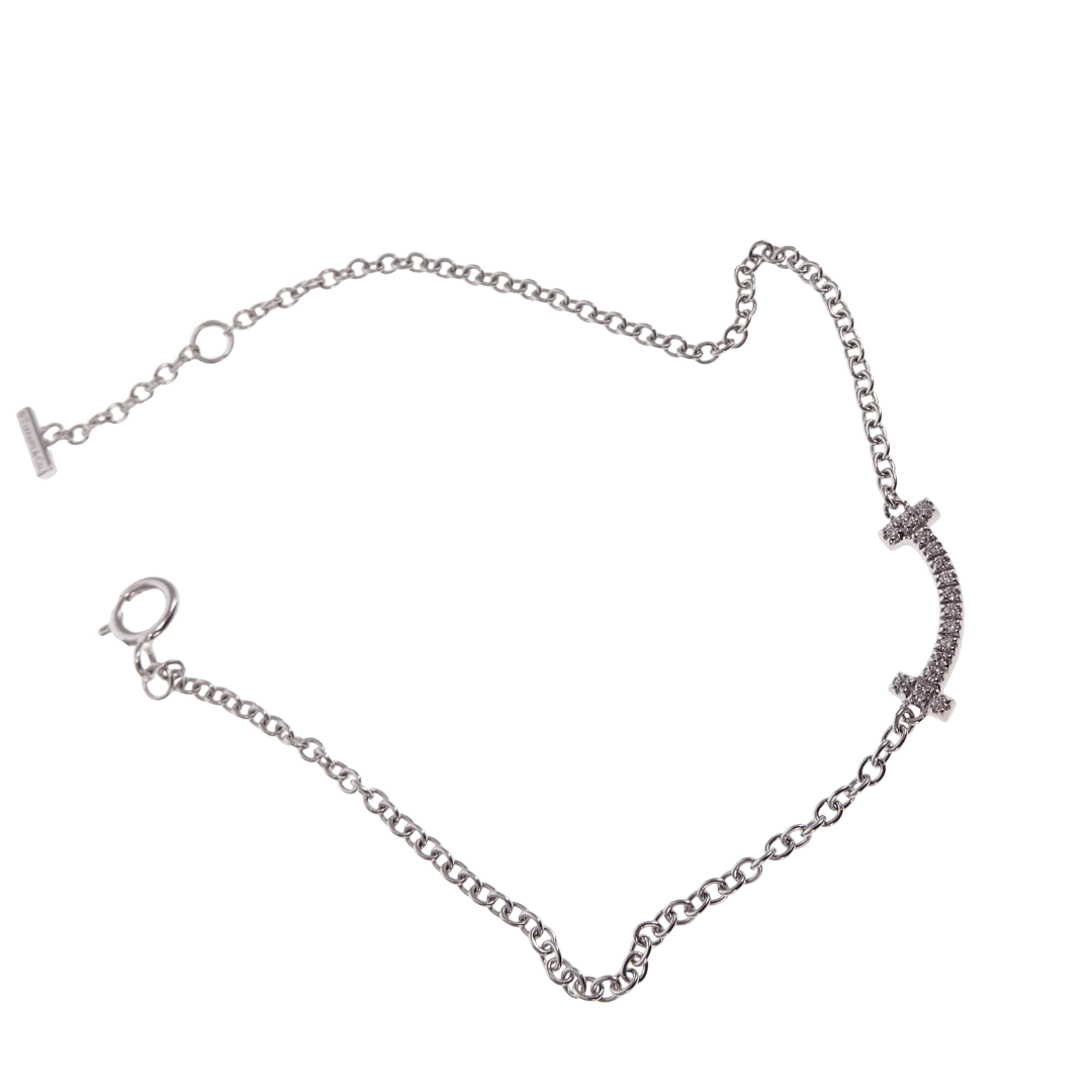 Tiffany & Co T Smile Bracelet In White Gold With Brilliant Diamonds