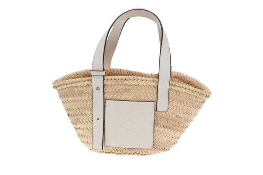 Loewe Basket Bag Small White Leather Trimmed