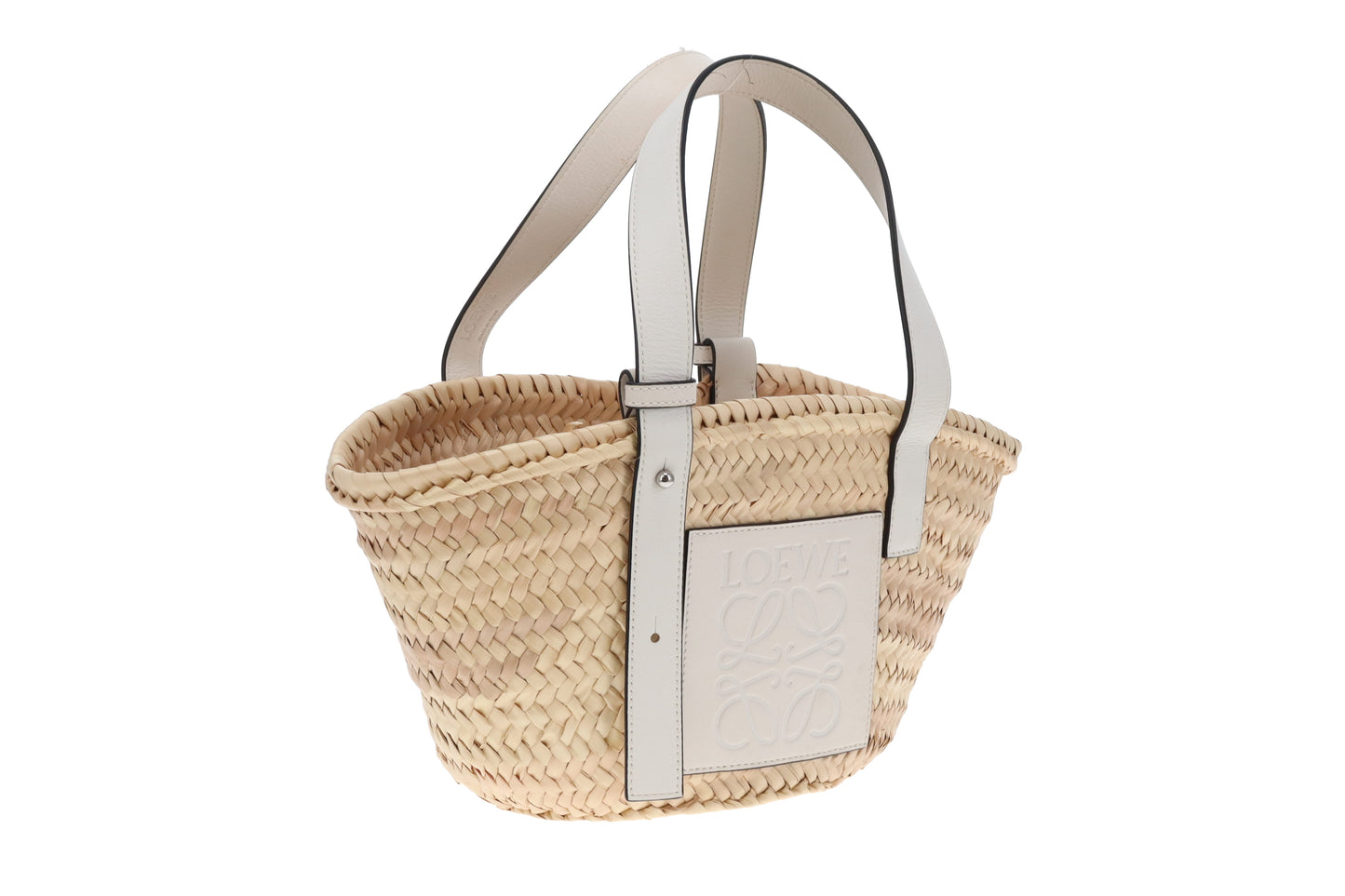 Loewe Basket Bag Small White Leather Trimmed