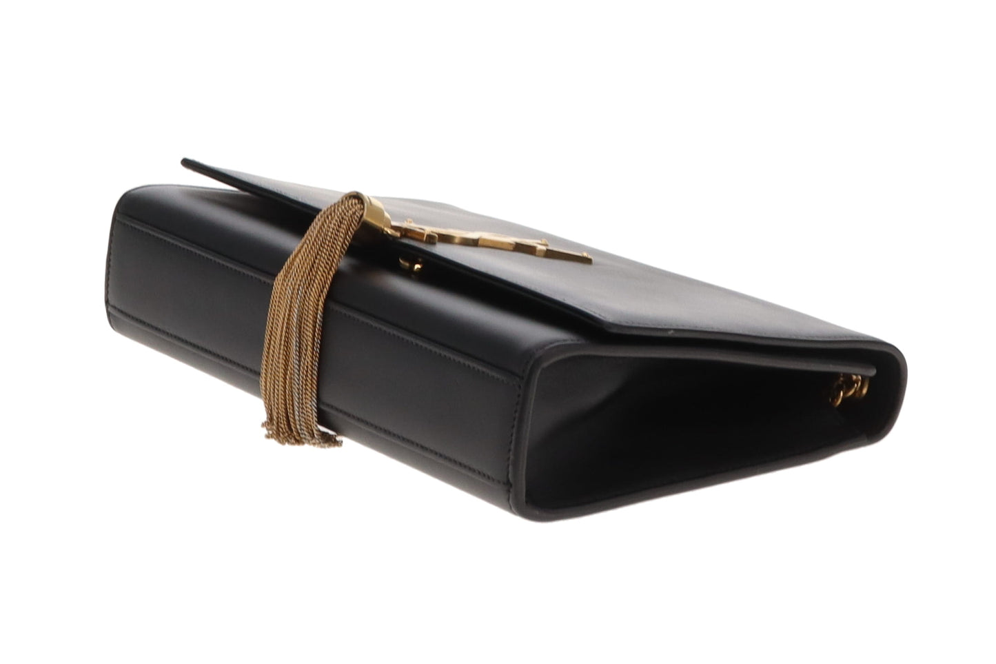 Saint Laurent Kate Tassel Chain Bag In Black Smooth Leather