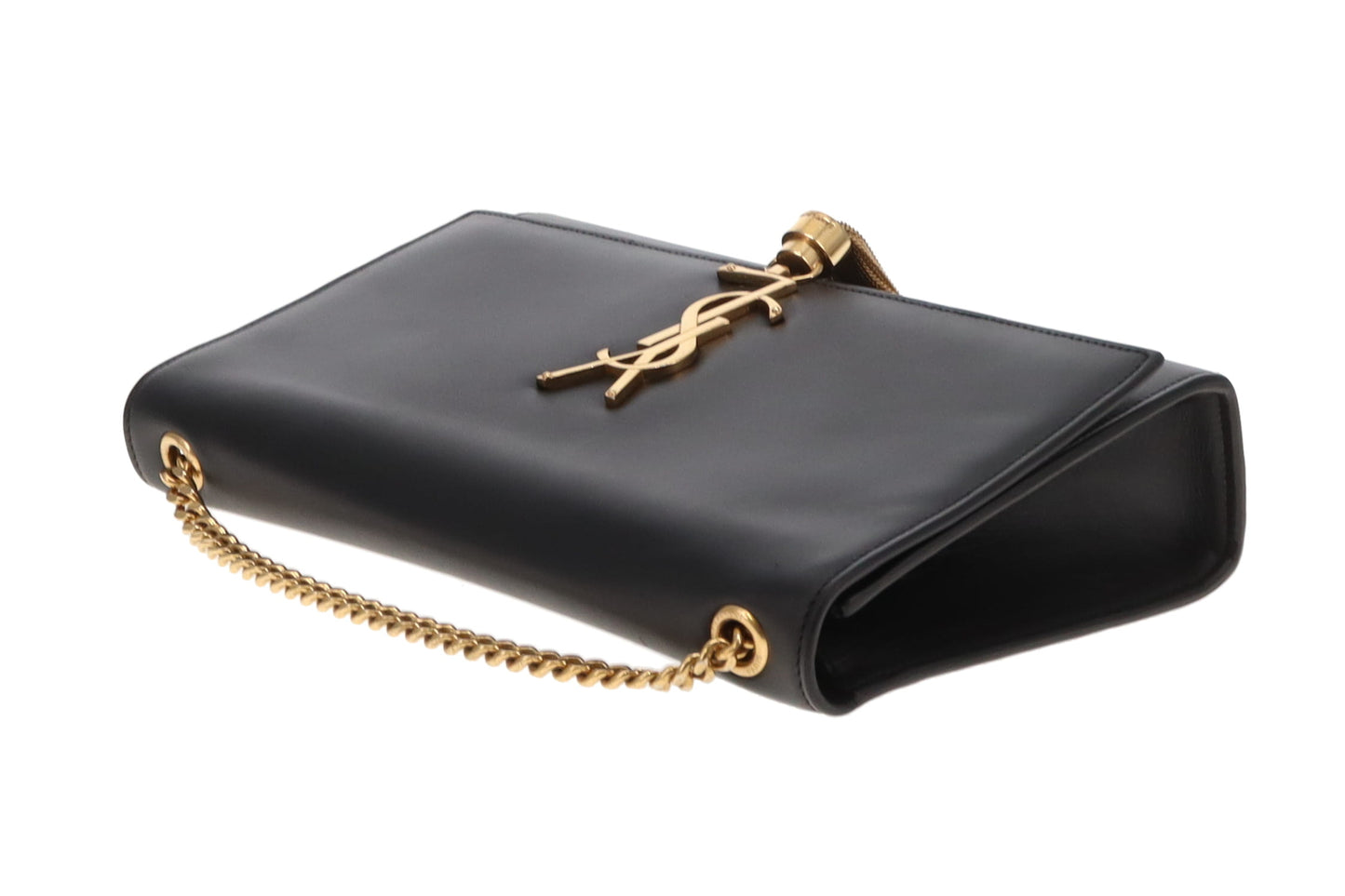Saint Laurent Kate Tassel Chain Bag In Black Smooth Leather