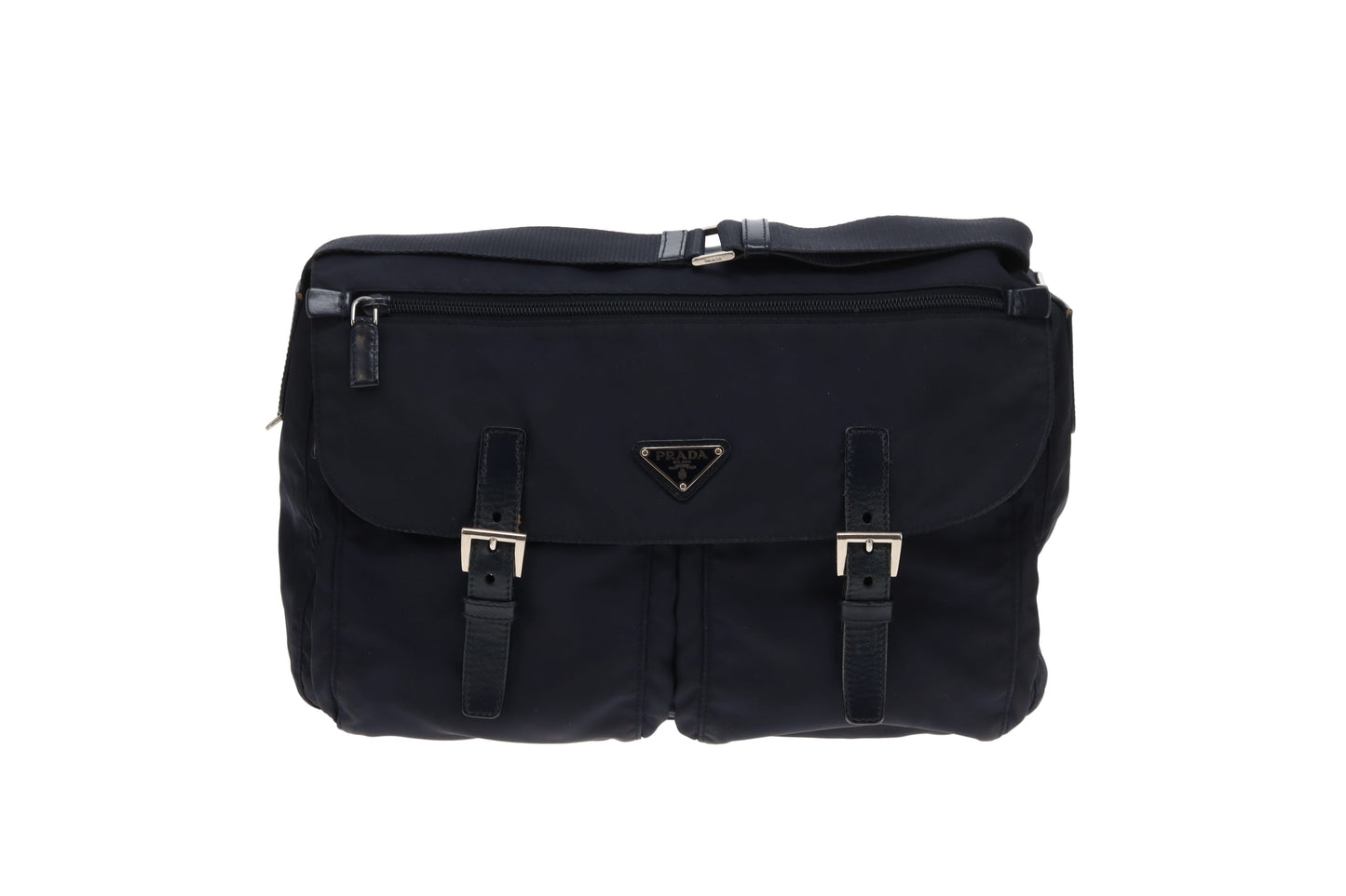 Prada Nylon Twin Pocket Messenger Bag Navy