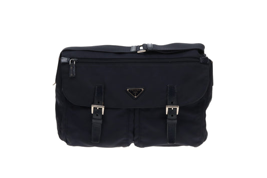 Prada Nylon Twin Pocket Messenger Bag Navy