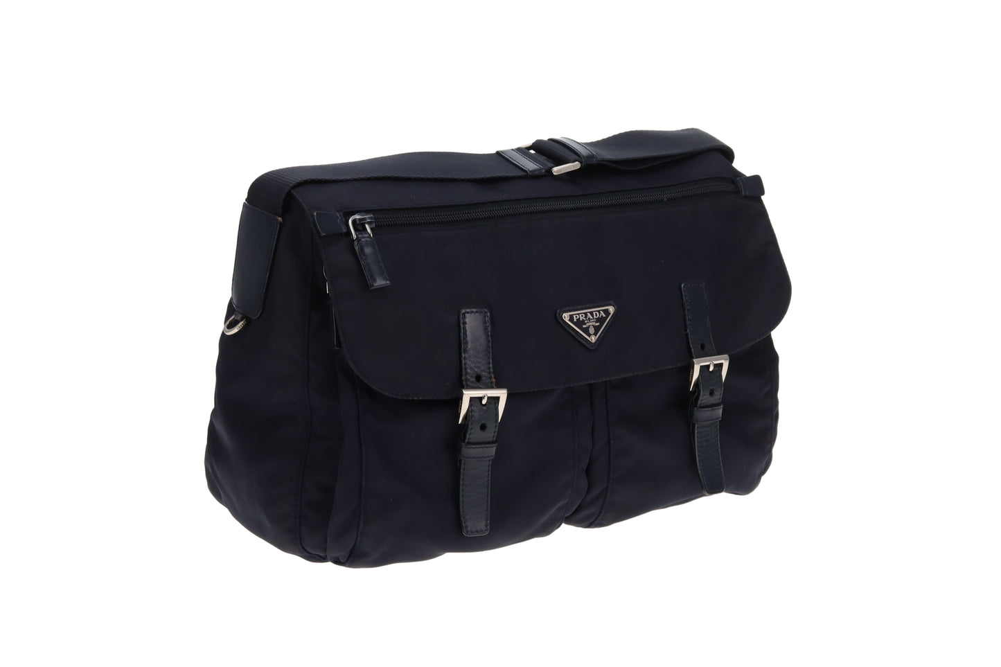 Prada Nylon Twin Pocket Messenger Bag Navy
