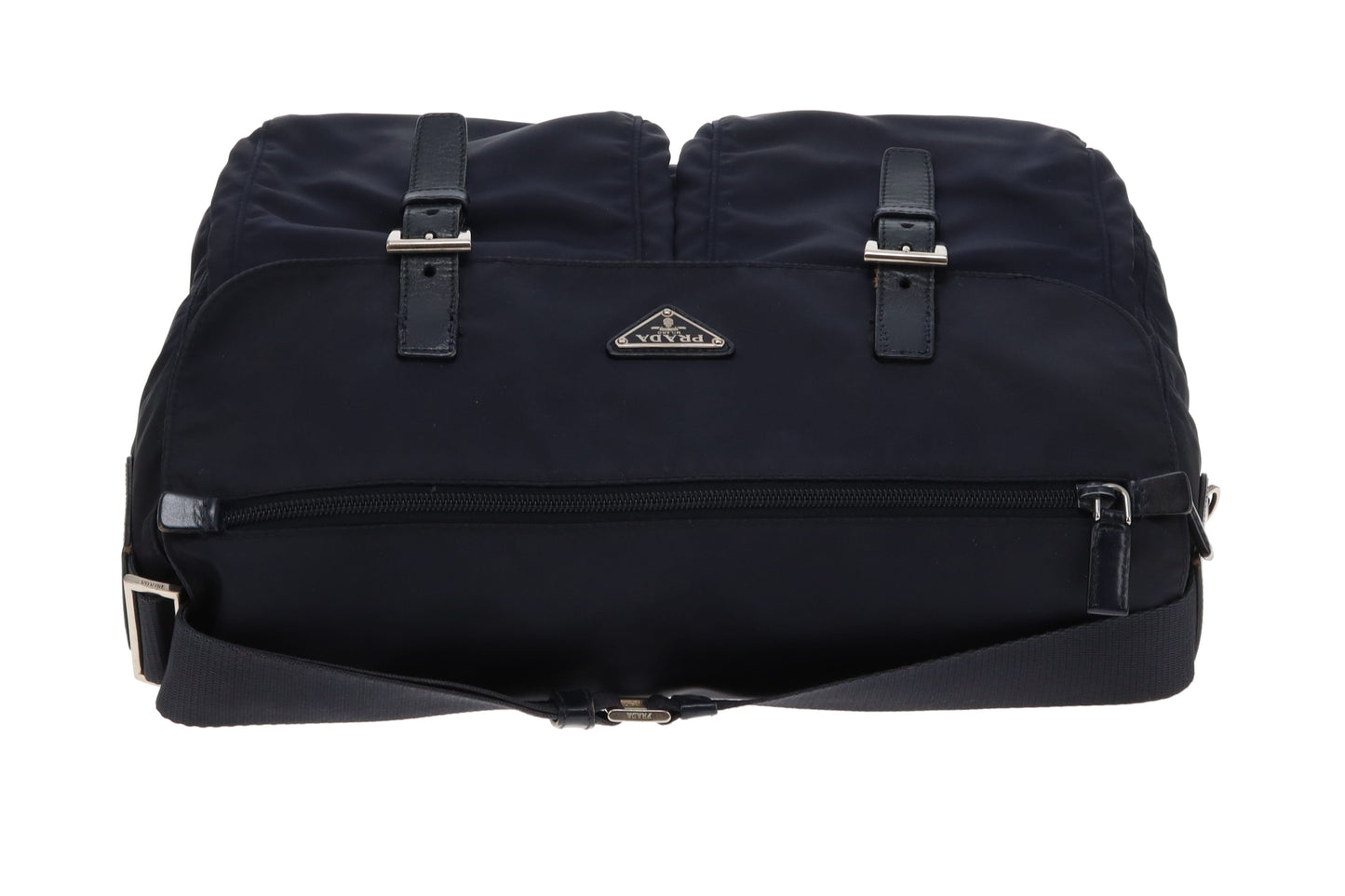 Prada Nylon Twin Pocket Messenger Bag Navy