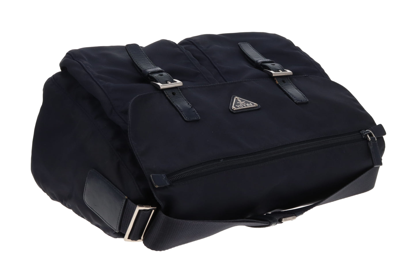 Prada Nylon Twin Pocket Messenger Bag Navy