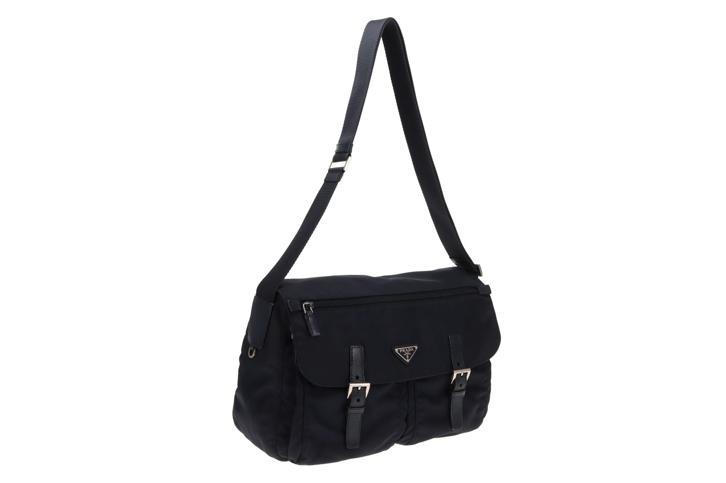 Prada Nylon Twin Pocket Messenger Bag Navy