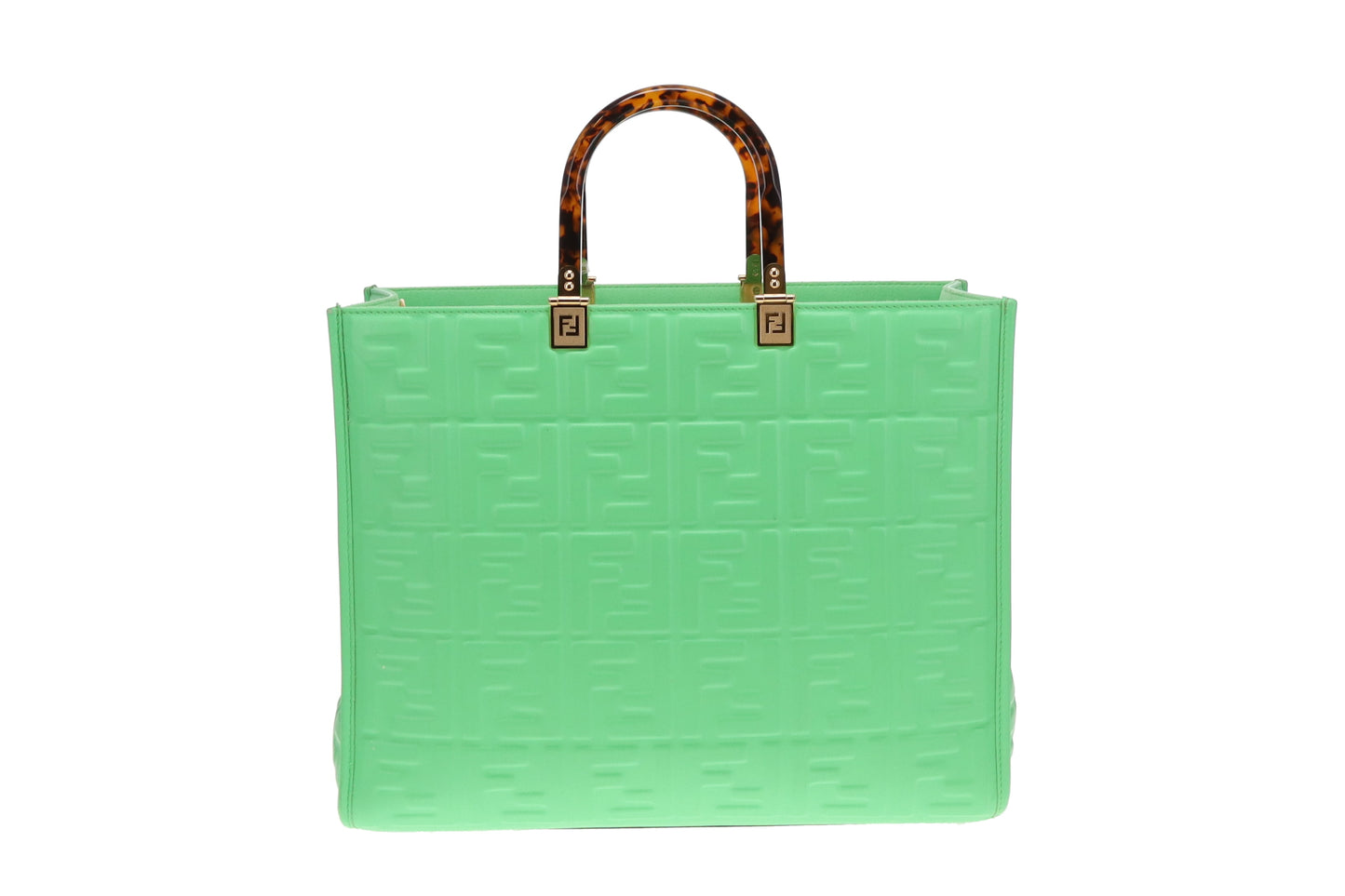 Fendi Edamame Green FF Leather Sunshine Tote