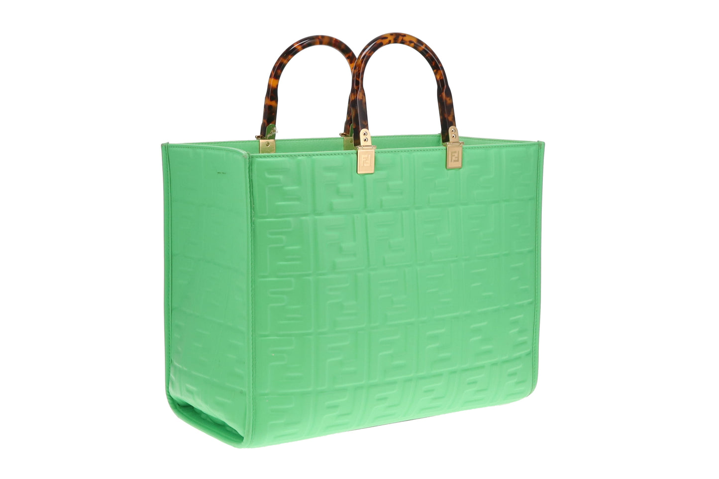 Fendi Edamame Green FF Leather Sunshine Tote