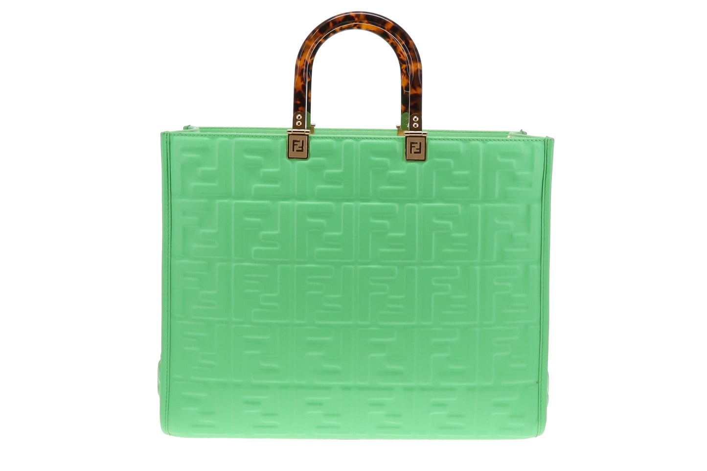 Fendi Edamame Green FF Leather Sunshine Tote