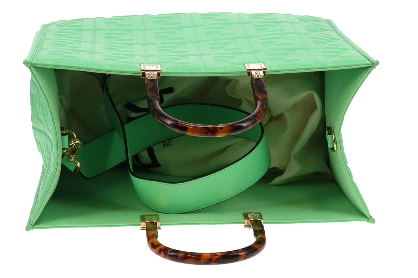 Fendi Edamame Green FF Leather Sunshine Tote
