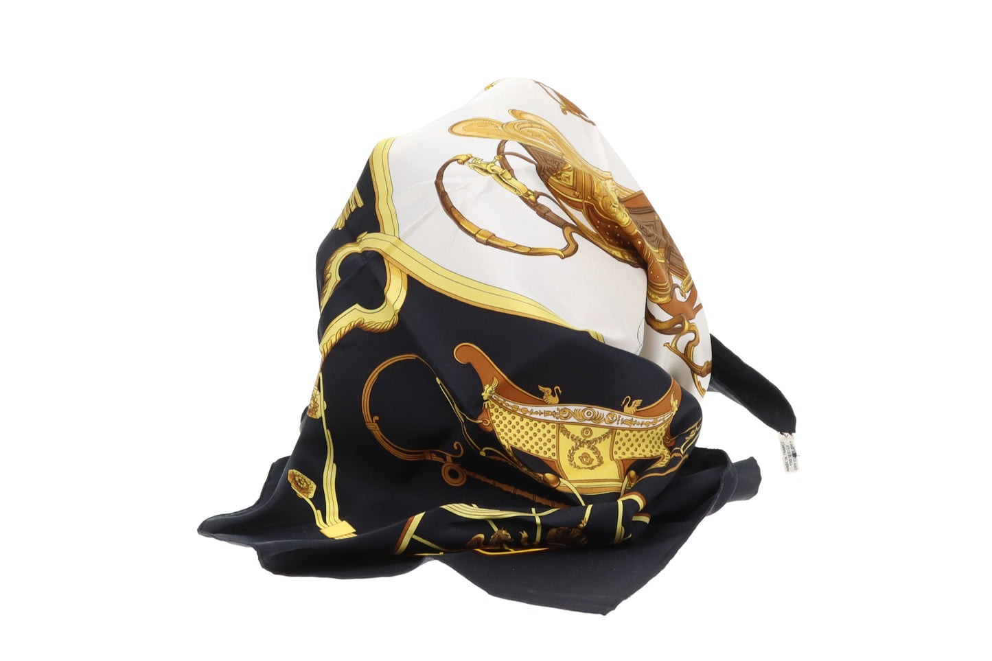 Hermes Springs Scarf 90 Navy/Gold 100% Silk