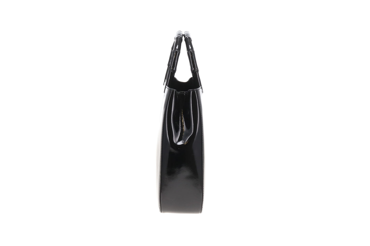 Gucci Bamboo Handle Bag All Black Patent Leather Vintage